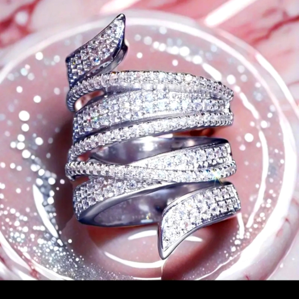 925 Silver Wrap Around Cocktail Ring SIZE 8 - Picture 3 of 4